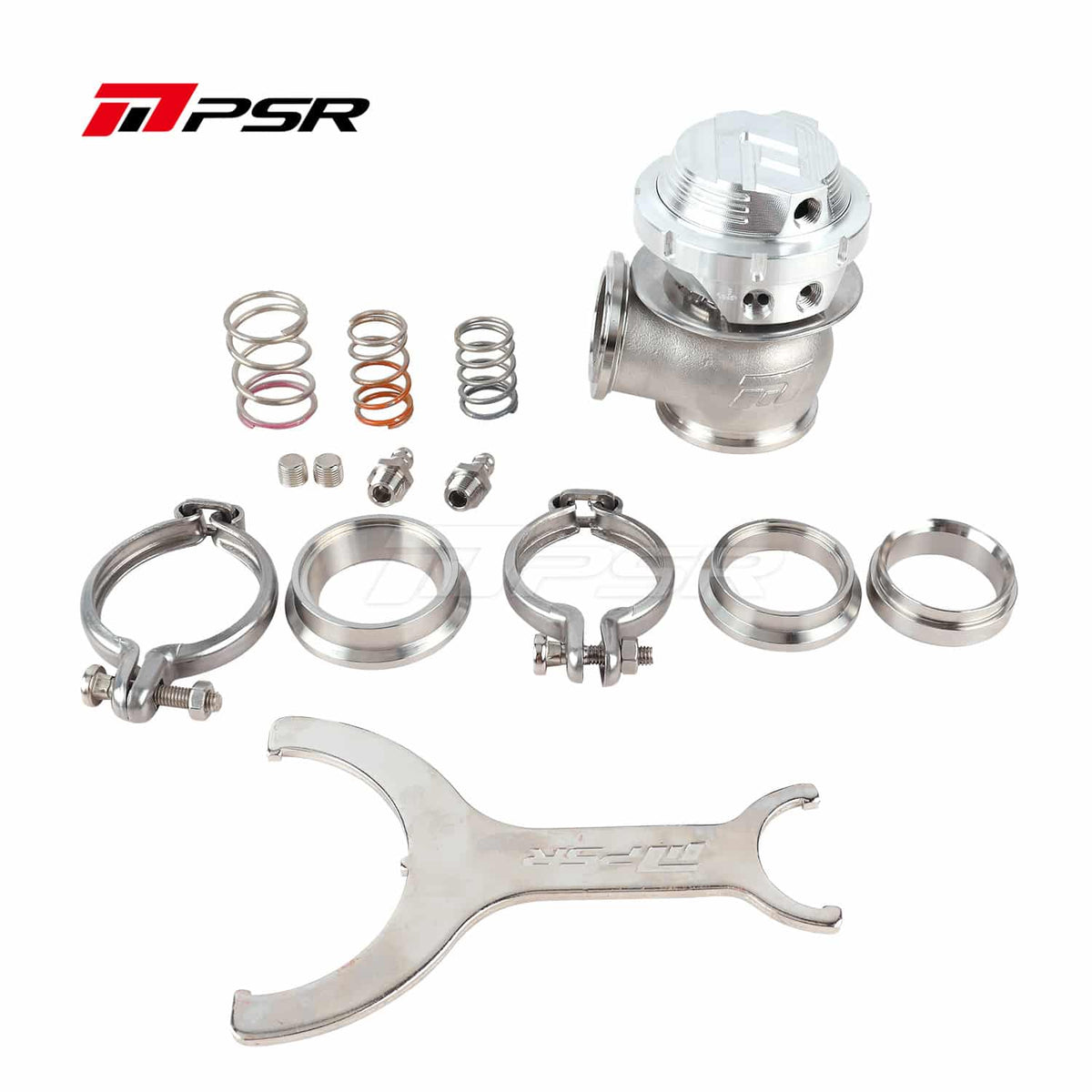 PSR - New Generation V-Band External Wastegate 38mm Dual V-Band Silver - 744323803 | DM Performance