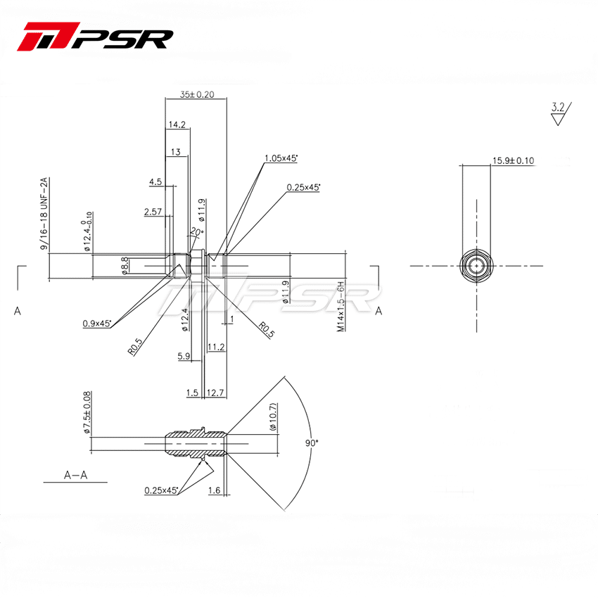 PSR - Turbo Water Cooling Fitting Kit -6 AN for PT/X28 PT/X30 PT/X35 GEN I/II PSR3584 GEN2 PTG25 PTG30 PTG35 PTG42