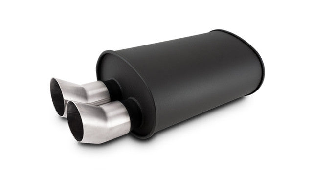 Vibrant - Flat Black Universal Mufflers with 304 Stainless Steel Exhaust Tips