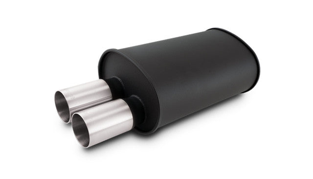 Vibrant - Flat Black Universal Mufflers with 304 Stainless Steel Exhaust Tips
