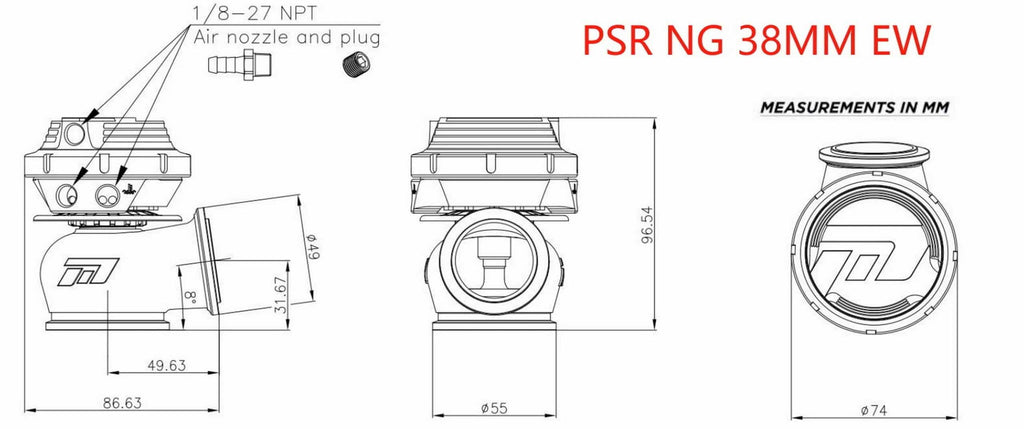 PSR - NEW GENERATION WASTEGATE 38mm Dual Vband External Wastegate