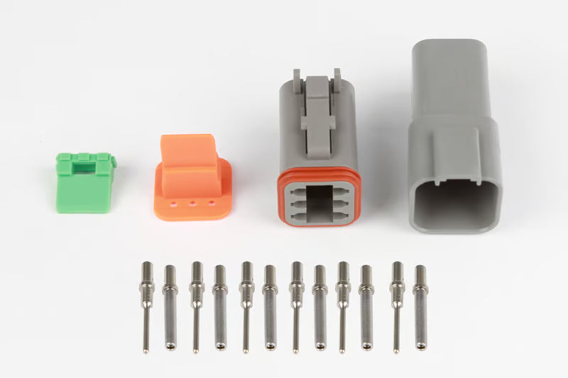 Haltech - Plug and Pins Only - Matching Set of Deutsch DT-6 Connectors (DT06-6S + DT04-6P) - (13 Amp)