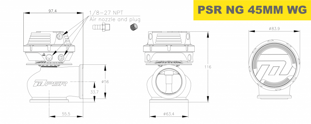 PSR - NEW GENERATION WASTEGATE 45mm Vband External Wastegate