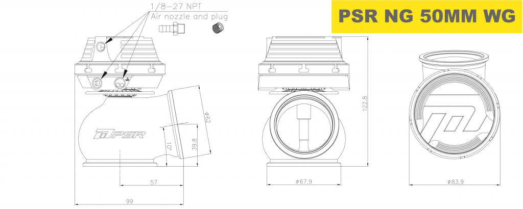 PSR - NEW GENERATION WASTEGATE 50mm Vband External Wastegate