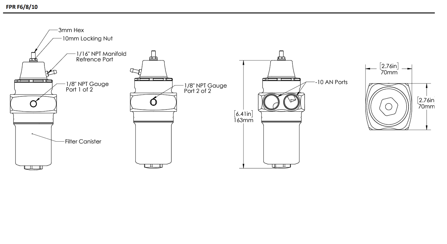 Turbosmart - FPR6-8-10 Fuel Pressure Regulator + Filter