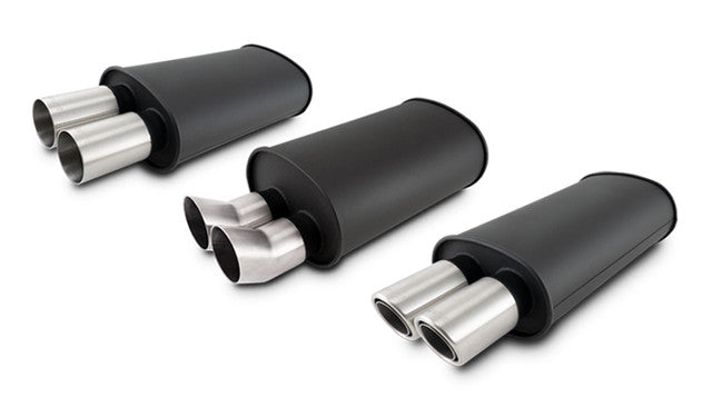 Vibrant - Flat Black Universal Mufflers with 304 Stainless Steel Exhaust Tips