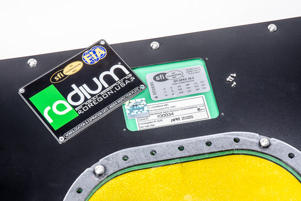 Radium RA-Series FIA FT3-1999 and SFI 28.3 Serialized Certification Decal Plate